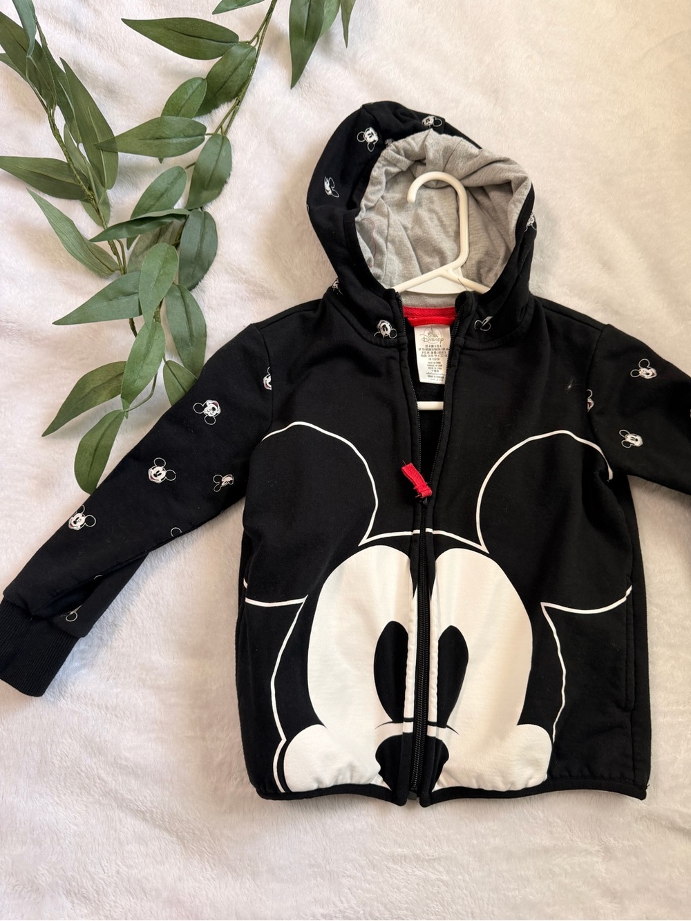 Disney Black & White Mickey Mouse Zip-Up Hoodie